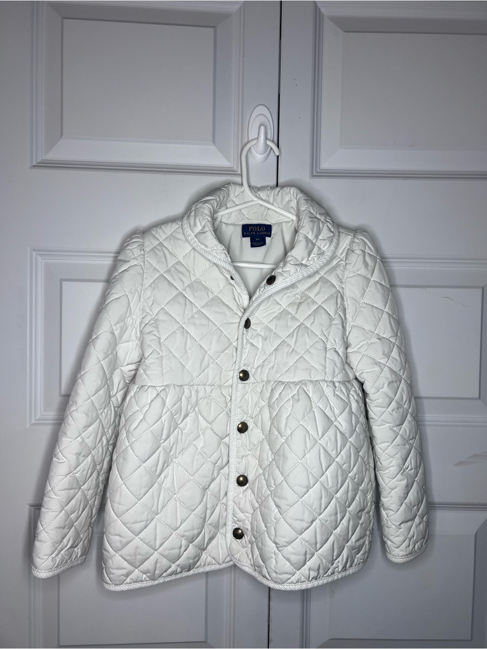 Polo Ralph Lauren Girls 6 White Quilted Puffer Jacket Preppy Coat